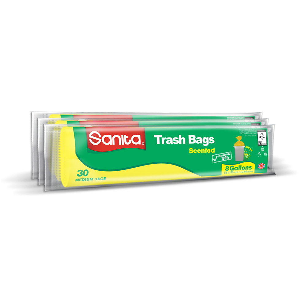 SANITA TRASH BAGS SCENTED 8GALLONS 58x50CM 30PCS