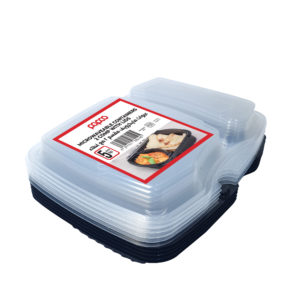 Papco Microwave Meal Tray 2 Compartment / (5 Trays+ Lids)