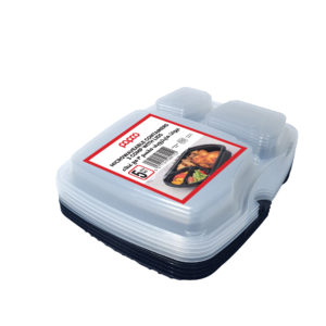 Papco Microwave Meal Tray 3 Compartment /  (5 Trays+ Lids)