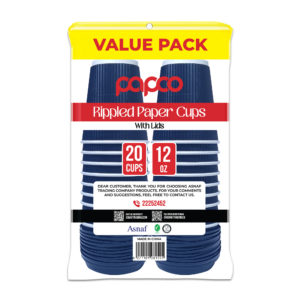 Papco Paper Cups 12 Oz Rippled With Lids 20 Pcs Value Pack