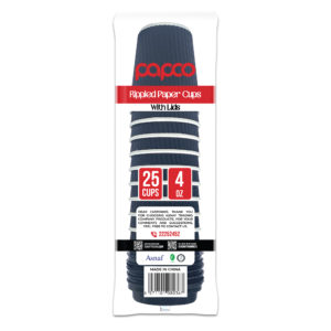 Papco Paper Cups 4 Oz Rippled With Lids (25 Pcs)