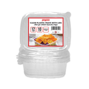 Papco Plastic Clear Tray 12 Oz With Lids 10 Pcs