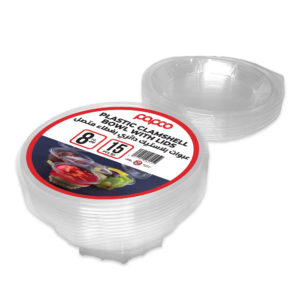 CLEAR PLASTIC CLAMSHELL SALAD BOWLS 250 ML (15 PCS.)