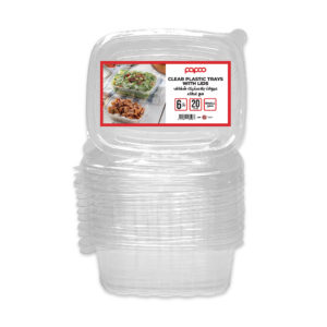 Papco Plastic Clear Tray 6 Oz With Lids 20 Pcs