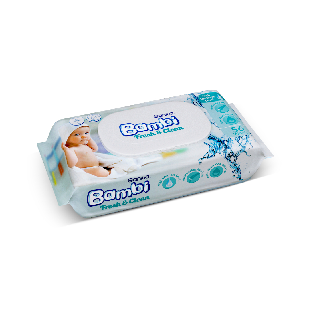 新品★4枚セット★BAMBI WATER Bambi WET WIPES FRESH & CLEAN 56 Wipes with LID – Asnaf Trading Co.