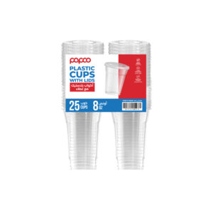 Papco Clear 8 Oz Plastic Cups - 25 Cups + Lids