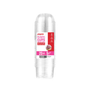 Papco Clear 5 Oz Plastic Round Cups - 20 Cups+ Lids