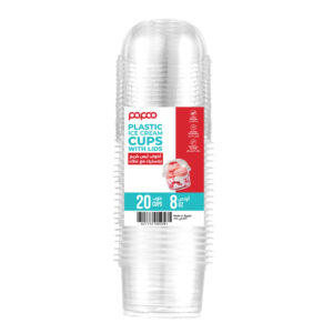 Papco Clear 8 Oz Plastic Round Cups - 20 Cups + Lids