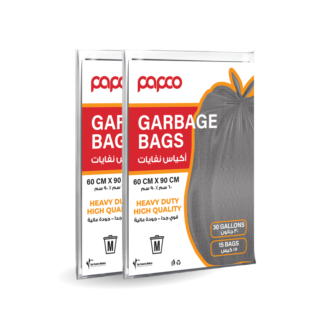 Papco Garbage Bags 30 Gallons x 15 Bags x 2Pkt (60*90Cm) Special Offer