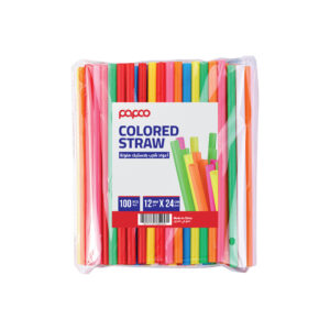 Papco Coloured Plastic Straw Wrapped Individually 12 mm x 24 Cm -100 Pcs
