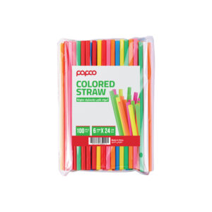 Papco Coloured Plastic Straw Wrapped Individually 6 mm x 24 Cm -100 Pcs