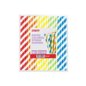 Papco Coloured Paper Straw Wrapped Individually 12 mm x 24 Cm -100 Pcs