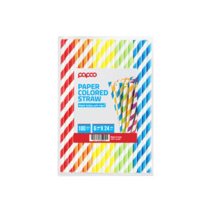 Papco Coloured Paper Straw Wrapped Individually 6 mm x 24 Cm -100 Pcs