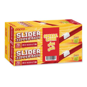 Papco Premium Small Slider Zipper Bags 20 x 14.9 x 4.7 Cm 20 Bags x 2 Pcs Special Offer