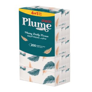Papco Plume Facial Tissue 200 Sheets 2 Ply 4+1 Free