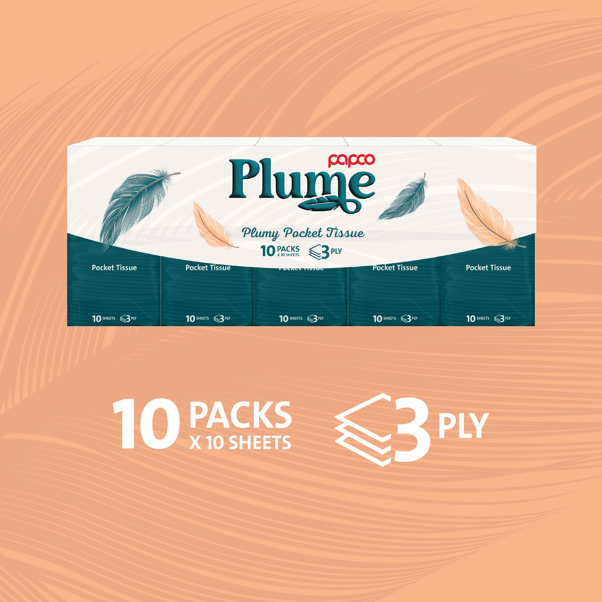 Papco Plume Pocket Tissue 10 Sheets 3 Ply 40 Pcs - Image 2