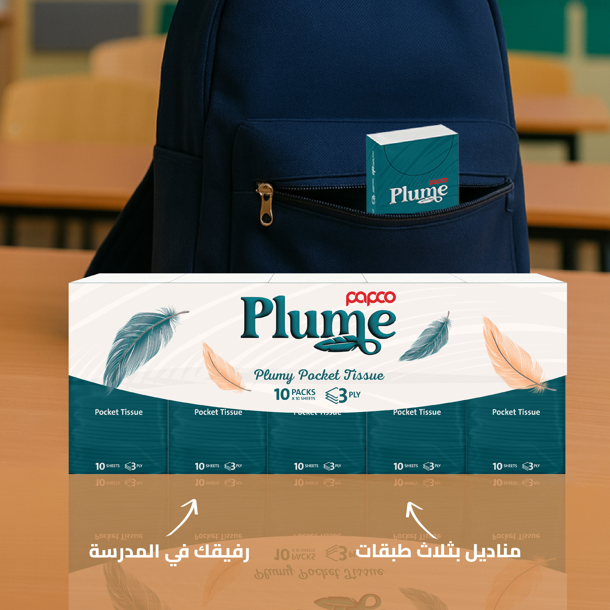 Papco Plume Pocket Tissue 10 Sheets 3 Ply 40 Pcs - Image 4