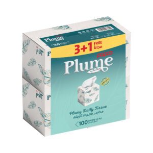 Papco Plume Cubic Facial Tissue 100 Sheets 2 Ply 3+1 Free