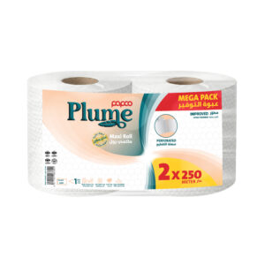 Papco Plume Embossed Perforated Maxi Roll 1 Ply 250M x 2 Value Pack