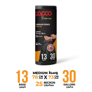 Papco Premium Garbage Bags Roll with Tie 30 Gallons 78 x 73 Cm - 13 Bags