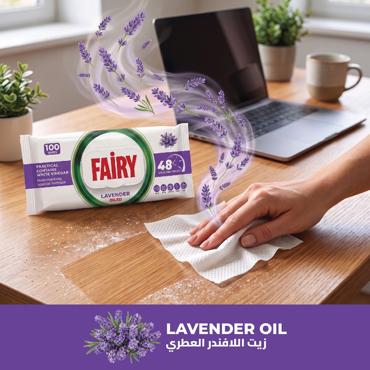 Fairy Lavender Oil Surface Cleaning Wipes - 100 Pcs - Image 3